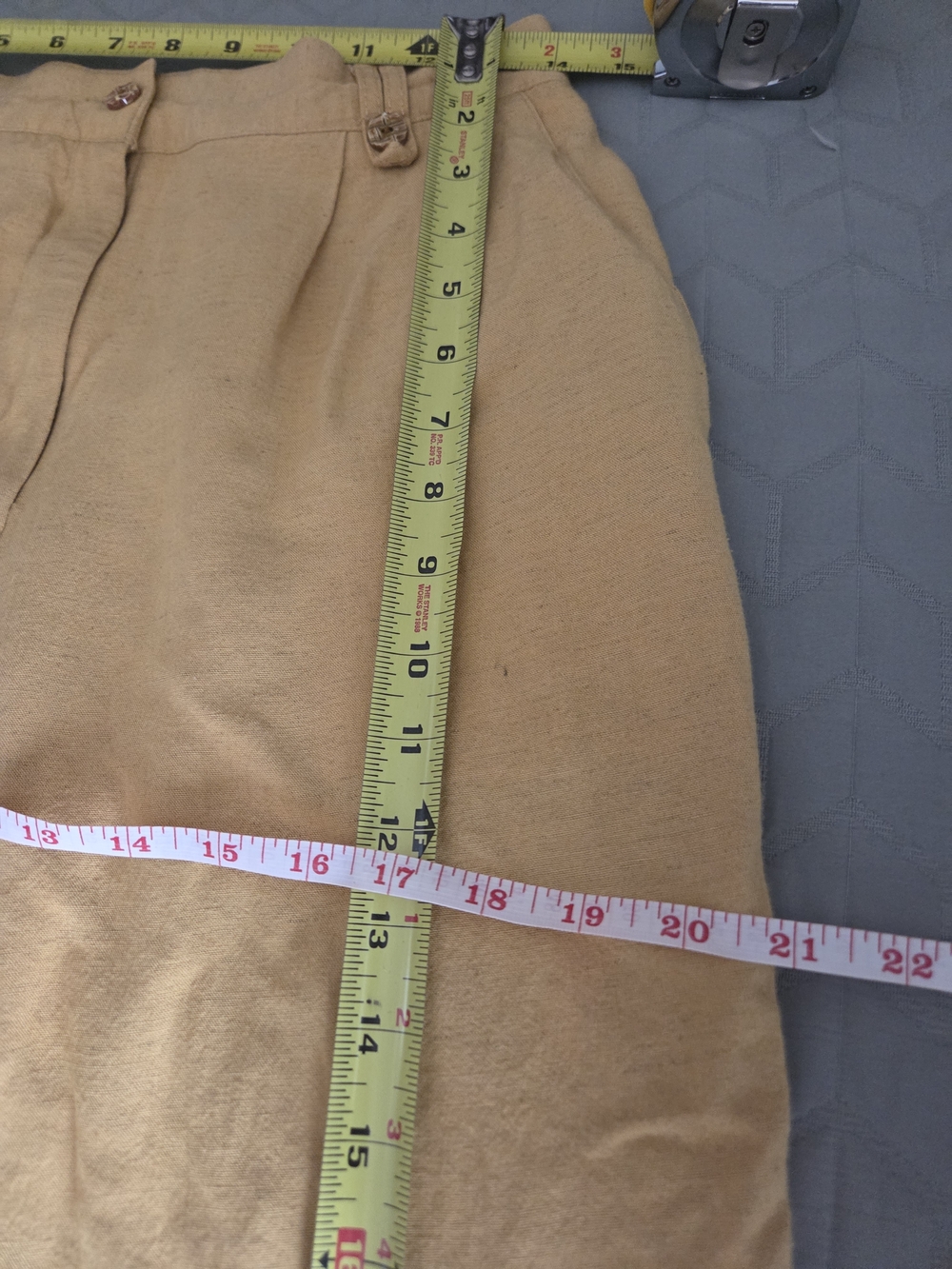 Vintage Linen Blend High Waist Trousers Mustard Size M - Picture 8 of 8